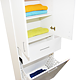 Dulap baie Badenmob Seria 021, cos rufe integrat, 3 usi, PAL, alb, 64 x 37 x 170 cm