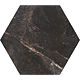 Gresie interior/exterior Kenia, mat, negru, marmura, hexagonala, 22.5 X 25.9 cm