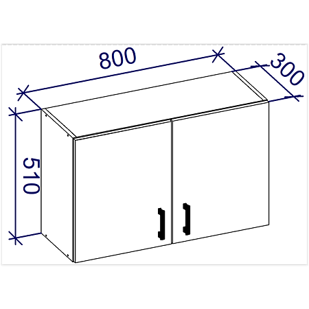 Start corp suspendat cu 2 usi, pal melaminat, albastru, 51 x 80 x 30 cm