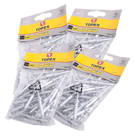 Nituri, aluminiu, Topex 43E507, 4.8 x 23 mm, 50 bucati