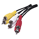 Cablu audio video RCA Emos, 3 mufe RCA tata - 3 mufe RCA tata, 1.5 m, negru