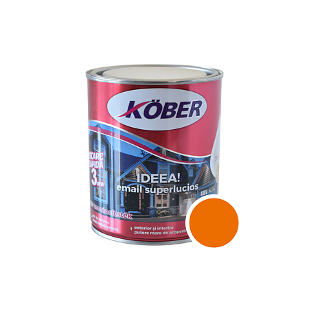 Vopsea email Kober Ideea pentru lemn/metal/sticla, interior/exterior, orange, 0,75 l