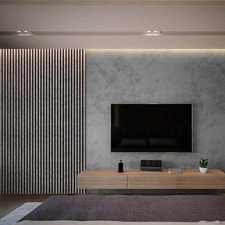 Panou decorativ Linea Slim, 3 lamele, MDF, gri urban/negru, interior, 265 x 15 cm