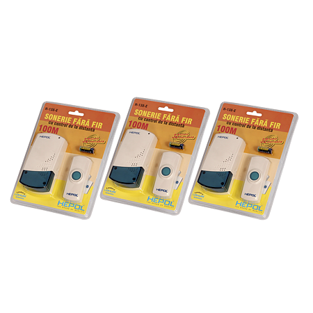 Sonerie wireless Hepol, 100 m, IP20, led, 16 melodii