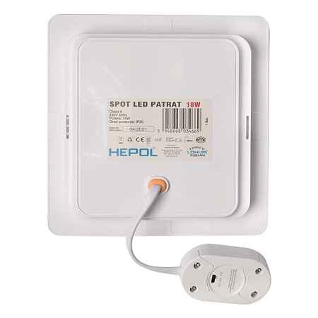 Spot LED incastrat Hepol, temperatura ajustabila, 18 W, alb 