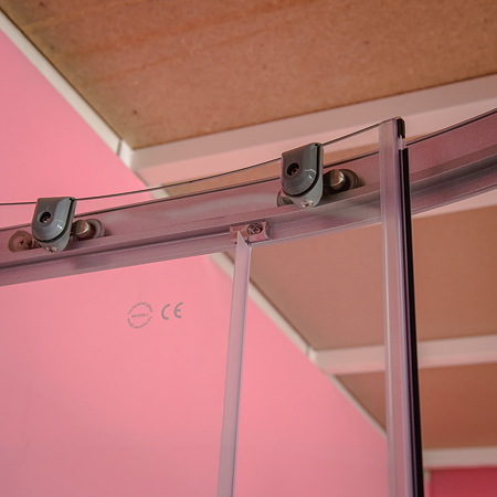 Cabina dus inchisa Sanotechnik Rio, aluminiu, semirotunda, grosime 0.5 cm, 90 x 90 x 203 cm