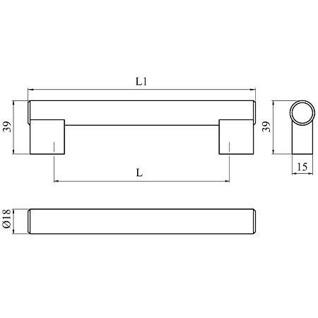 Maner AA315 96 mm, aluminiu mat