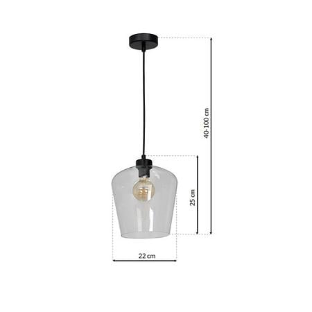 Suspensie Santiago, 1XE27, 60 W, metal/sticla, negru
