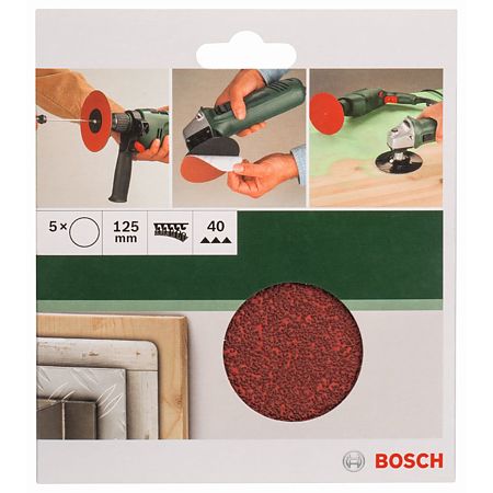 Foi abrazive Bosch, granulatie 40, 125 mm, 5 bucati, pentru polizor unghiular si masina de gaurit