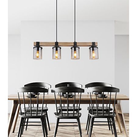 Lustra Globo Lila, lemn/metal, 3 x E27, 60 W, maro/negru, 730 x 100 x 1330 mm