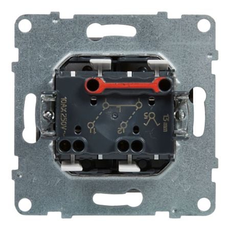 Intrerupator dublu Legrand, New Suno, L721305, IP44, montaj incastrat, aluminiu, 72.9 x 72.9 x 40 mm