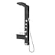 Panel de dus Ibiza DG9042, cu hidromasaj, etajera, 1 dispersor fix, 1 dispersor mobil, material corp ABS, negru, finisaj mat si cromat, 37,5 x 52 x 135,7 cm