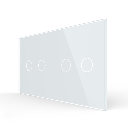 Panou intrerupator 2 x dublu Livolo VL-P701/01-4W, sticla securizata, alb 