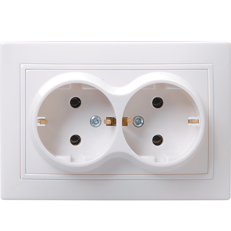 Priza cu contact de protectie Kvarta, 16 A, 2 locuri, incastrata