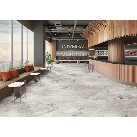 Gresie interior/exterior portelanata Craft Iris, mat efect carving, aspect marmura, 8 mm, gri, 80 x 160 cm