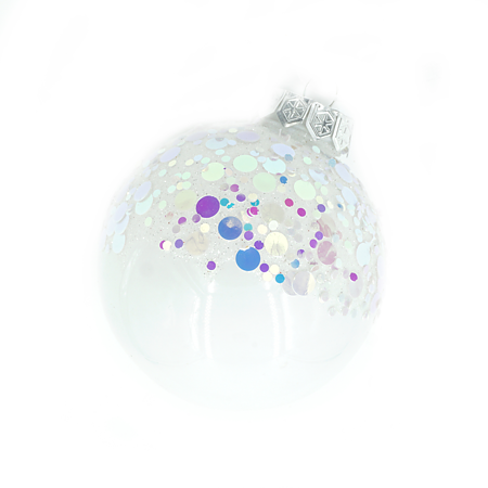 Glob decorativ de Craciun Lux, decor laser, alb, plastic, 8 cm
