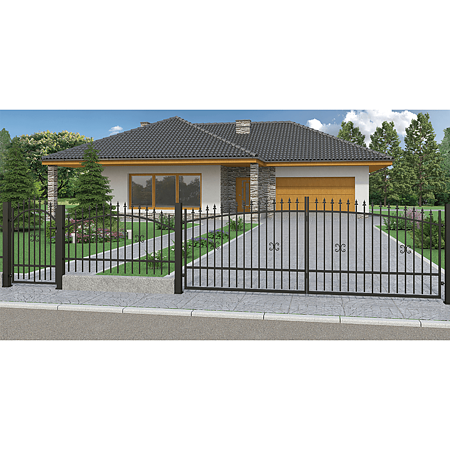 Poarta glisanta otel Tina, deschidere stanga, negru RAL 9005, 4 x 1.3 - 1.5 m