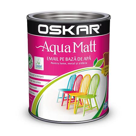 Vopsea Oskar Aqua Matt, pentru lemn/metal/zidarie, interior/exterior, pe baza de apa, cafeniu distins, 0.6 L