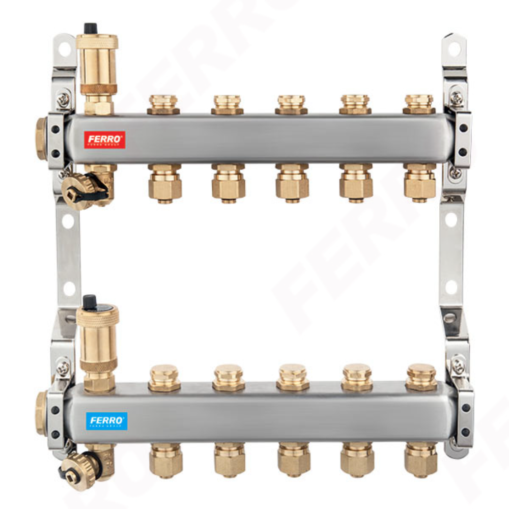 Distribuitor Ferro SN-RO10S, 10 circuite, alama, 1 inch