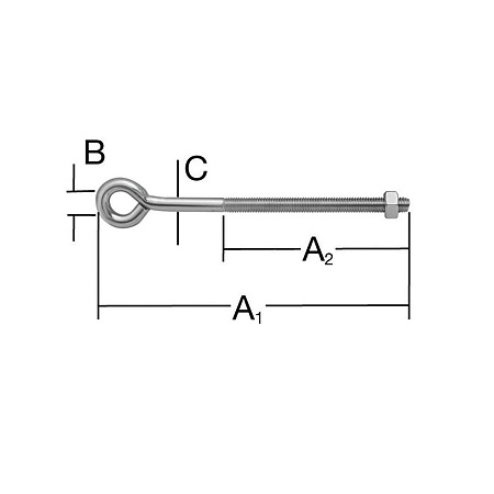 Surub metric cu inel de prindere si piulita, 8 x 12 mm, 2 BUC