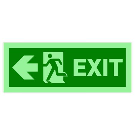 Indicator fotoluminoscent Exit stanga, autocolant, 19.5 x 7.5 cm