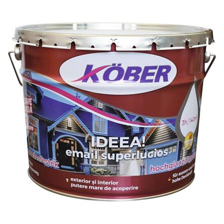 Vopsea email Kober Ideea pentru lemn/metal/sticla, interior/exterior, alb, 10 l