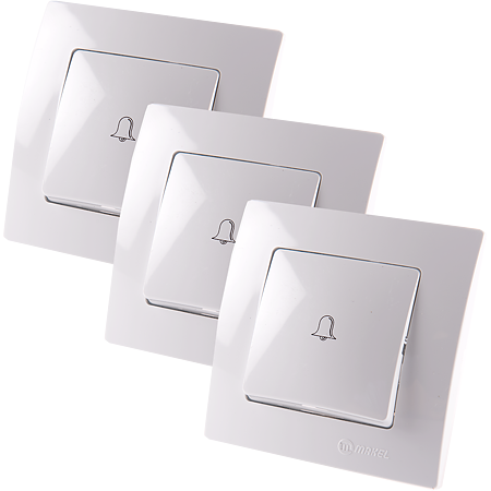 Intrerupator sonerie Makel Lillium Natural Kare, IP20, montaj incastrat, alb, 87.7 mm
