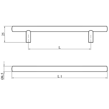 Maner metalic cilindric 192 mm, crom