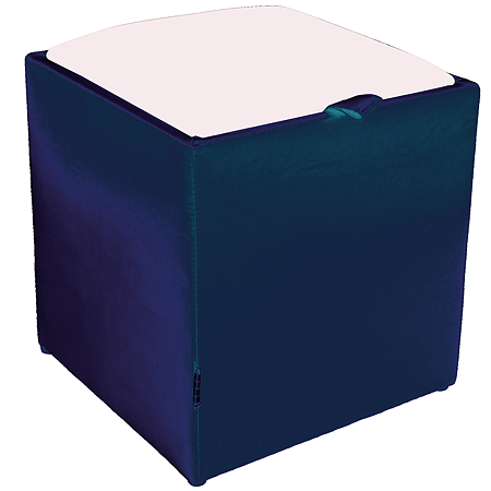 Taburet Box alb/ albastru IP, 37 x 37 x 42 cm
