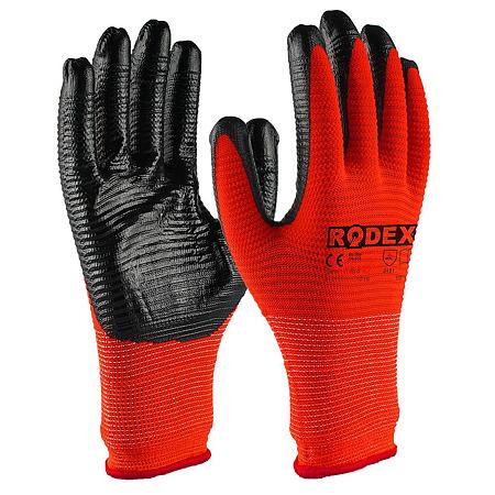 Manusi de protectie Aktek, bumbac/latex, rosu/negru