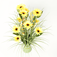 Aranjament decorativ buchet floarea soarelui artificiala, galben, 70 cm