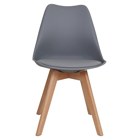 Scaun bucatarie tapitat gri Depozitul de scaune Celia, piele ecologica, cadru lemn, max. 110 kg, 48.5 x 50 x 82.5 cm