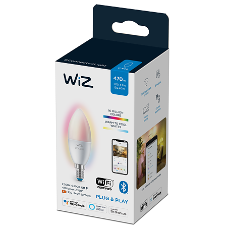 Bec LED cu WIFI Wiz Connected Light, alba calda, E14, 40 W, 470 Im, 2200k-6500k