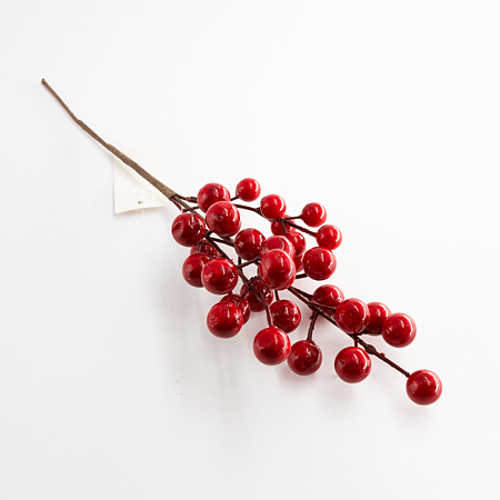 Decoratiune ramura cu fructe rosii, 33 cm