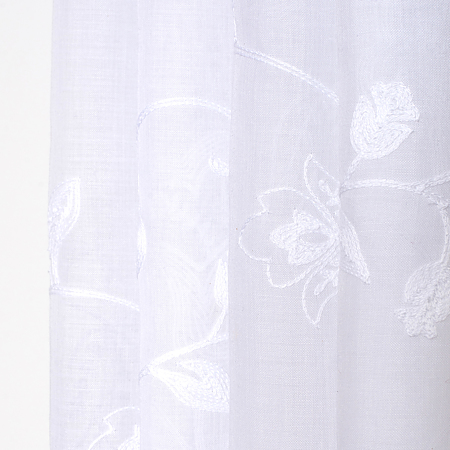Perdea Matriochka, broderie flori, alba, 140 x 240 cm