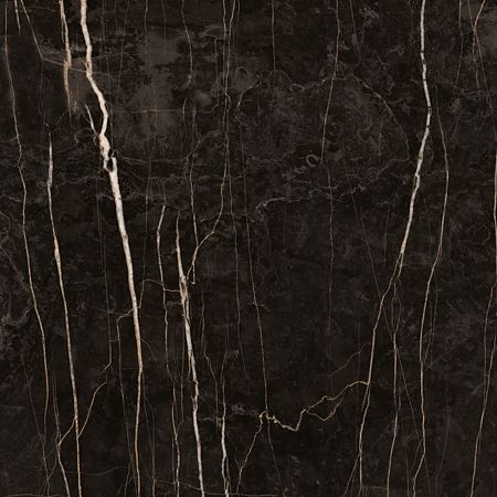 Gresie interior portelanata Colonial Black, glazura lucioasa, aspect marmura, negru, patrata, 120 x 120 cm