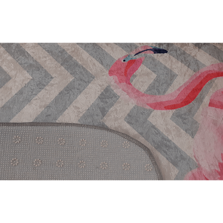 Covor modern Flamingo Living, poliester, model geometric cu design flamingo, 70 x 140 cm