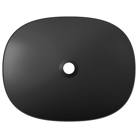 Lavoar oval Marmite WB 480C Octavia, compozit mineral, antibacterian, fara preaplin, montaj pe blat, negru mat, 480 x 380 x 105 mm