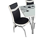 Set masa extensibila cu 4 scaune, PAL, blat sticla securizata, negru + alb, 169 x 80 cm