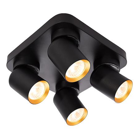 Spot Andy, 4 x GU10, aluminiu, negru/auriu