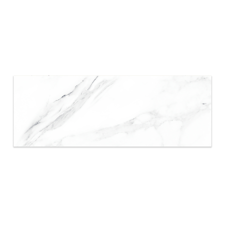 Faianta baie Carrara Flat Glossy, alb, lucios, aspect de marmura, 30 x 10 cm