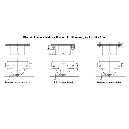 Balama usa incadrata 110° cu placuta H=4 QS