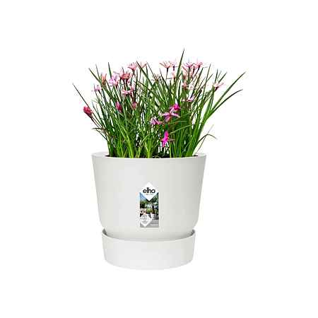 Ghiveci Elho Greenville Round, plastic, alb, diametru 18 cm, 16 cm