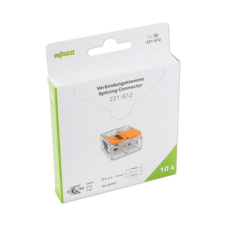 Conector imbinare cu parghii Wago Push Wire 221-413, pentru conductori unifilari, 2 x 6 mmp, 32 A, transparent, 10 bucati