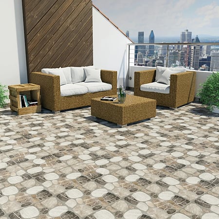 Gresie portelanata exterior Kai Rio, aspect piatra, PEI 4, R10, beige, 45 x 45 cm