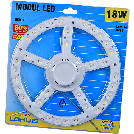 Modul LED circular Lohuis, driver inclus, 18W, lumina rece, 194 mm   