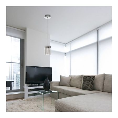 Pendul Astrella, 1 x LED, 6W, H1200 X D 130 mm, crom + transparent Pendul Astrella, 1 x LED, 6W, H1200 X D 130 mm, crom + transparent