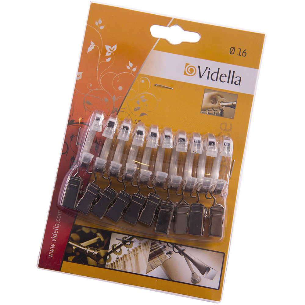 Accesorii galerie - inele + clips Vidella Fenix, nichel, D16 mm