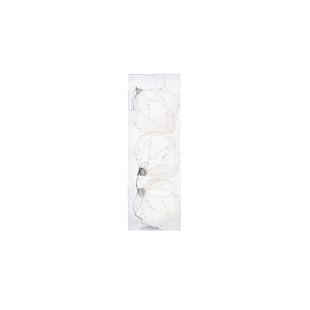 Set 3 globuri titirez decorative de Craciun, plastic, 8 cm 