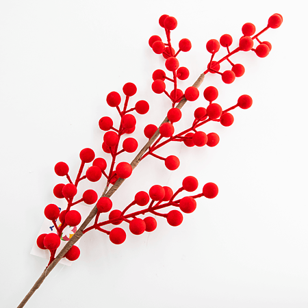 Decoratiune fir cu bile catifea, 64 cm